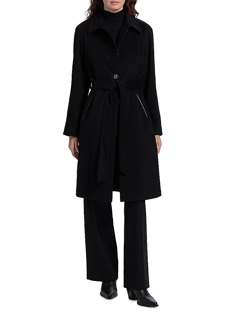 Belted Wool-Blend Coat