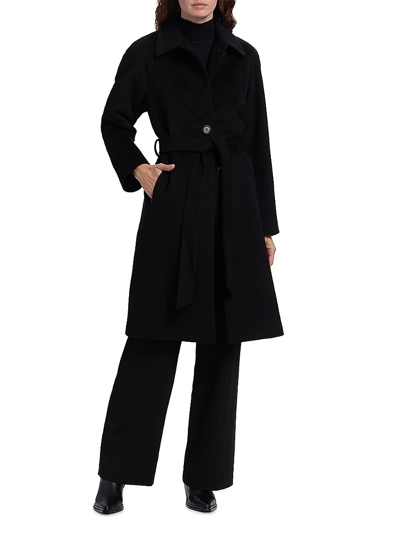 Belted Wool-Blend Coat