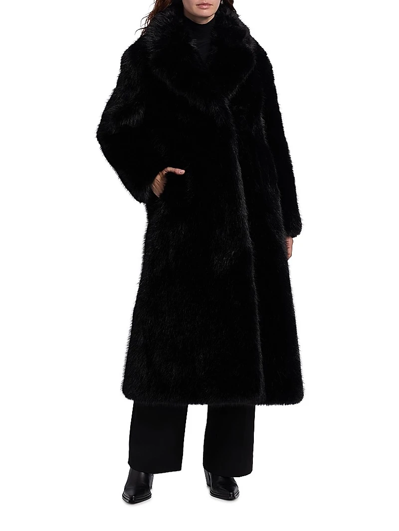 Mink Stripe Faux-Fur Coat