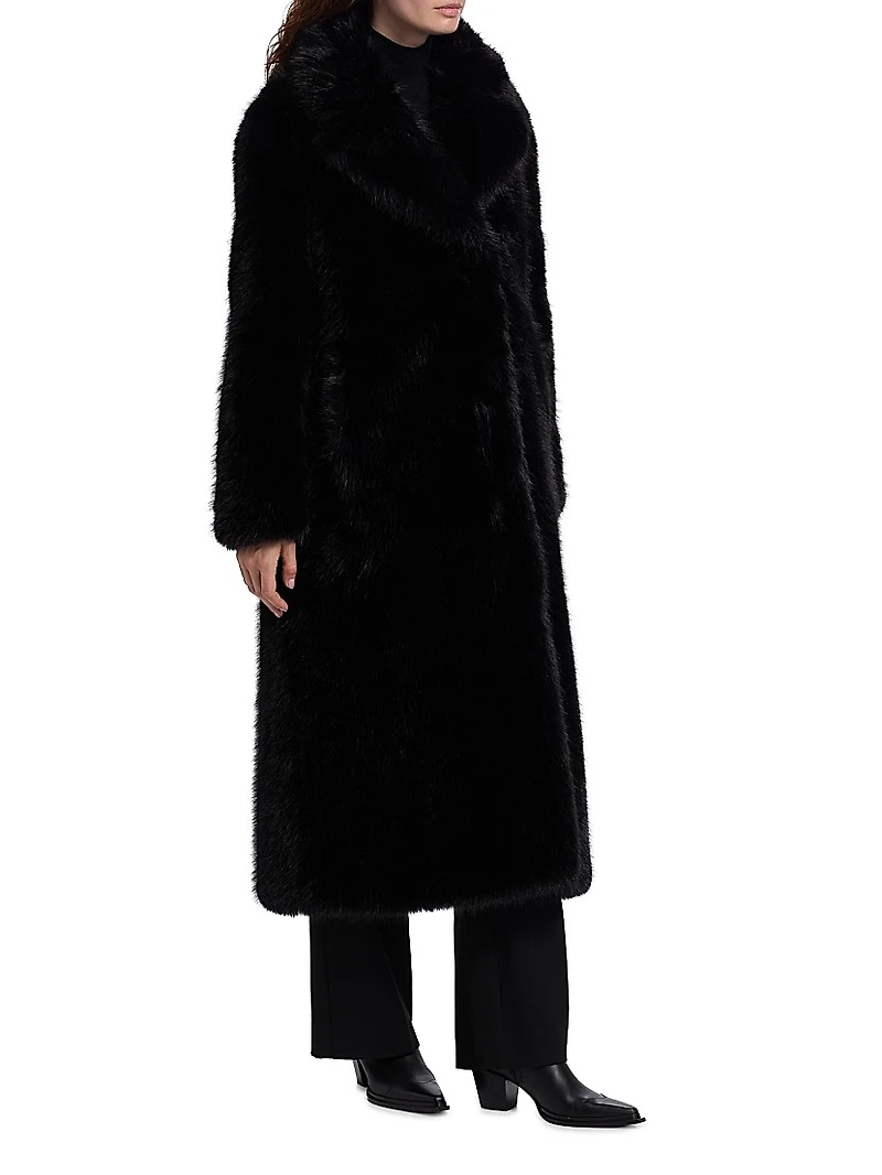Mink Stripe Faux-Fur Coat