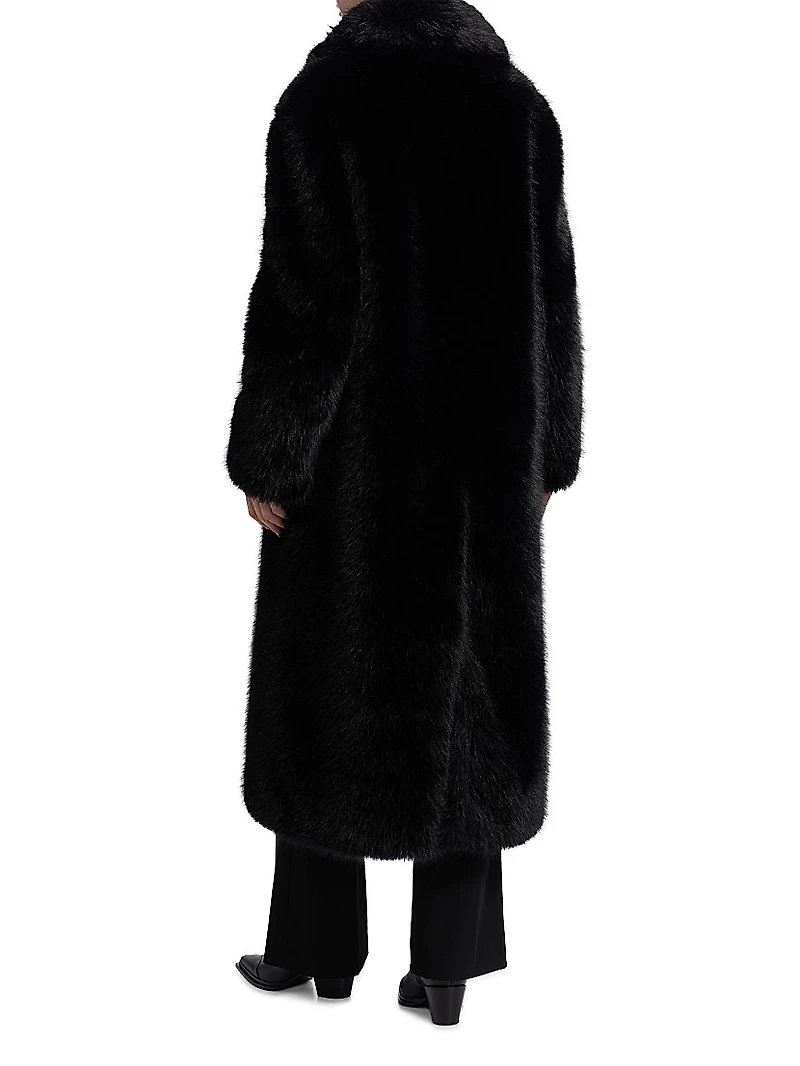 Mink Stripe Faux-Fur Coat
