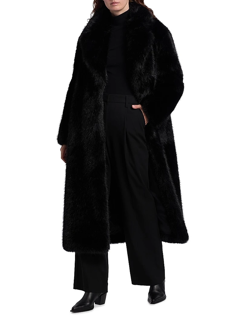 Mink Stripe Faux-Fur Coat