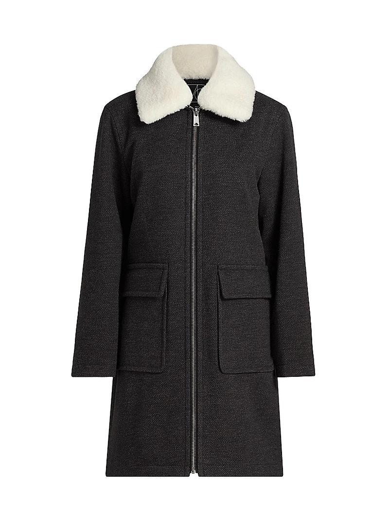 Faux-Fur Collar Car Coat