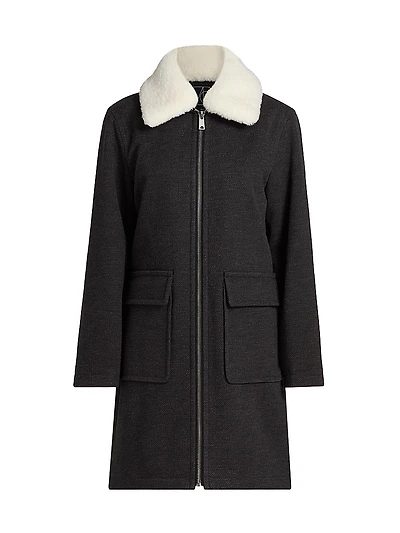 Faux-Fur Collar Car Coat
