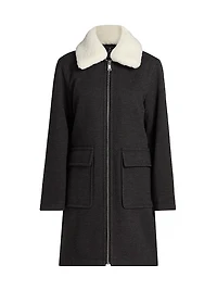 Faux-Fur Collar Car Coat
