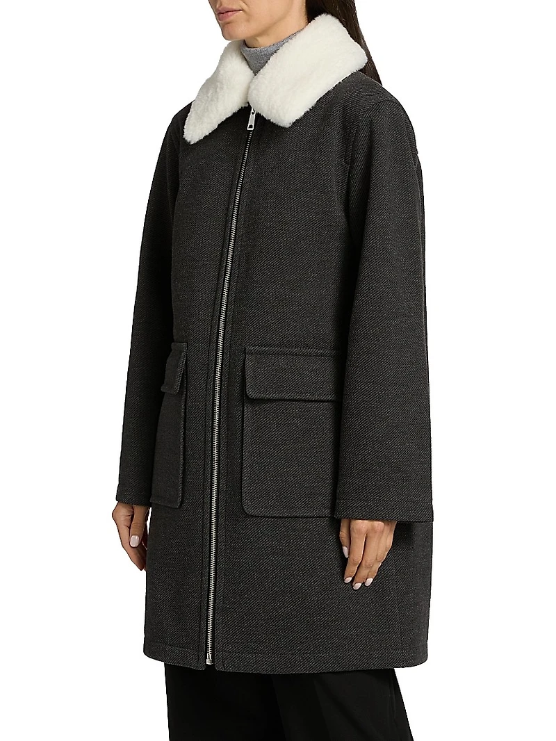 Faux-Fur Collar Car Coat