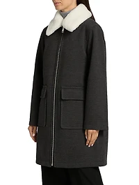 Faux-Fur Collar Car Coat