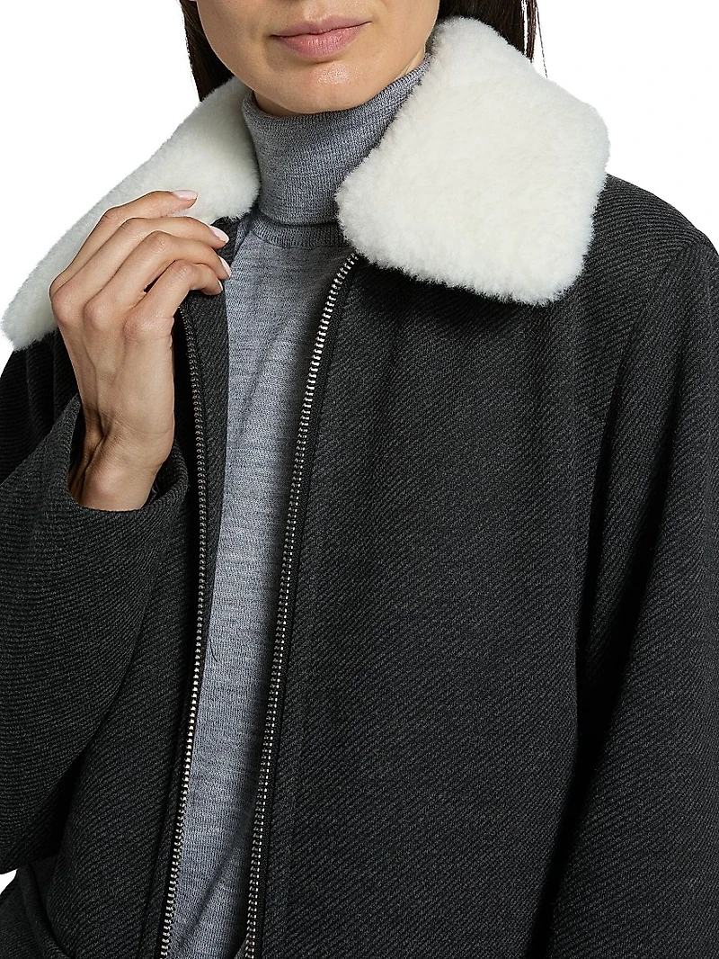 Faux-Fur Collar Car Coat