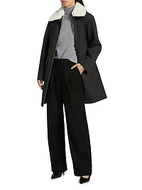 Faux-Fur Collar Car Coat