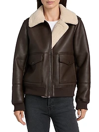 Sherpa & Faux-Leather Bomber Jacket