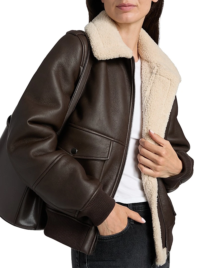 Sherpa & Faux-Leather Bomber Jacket