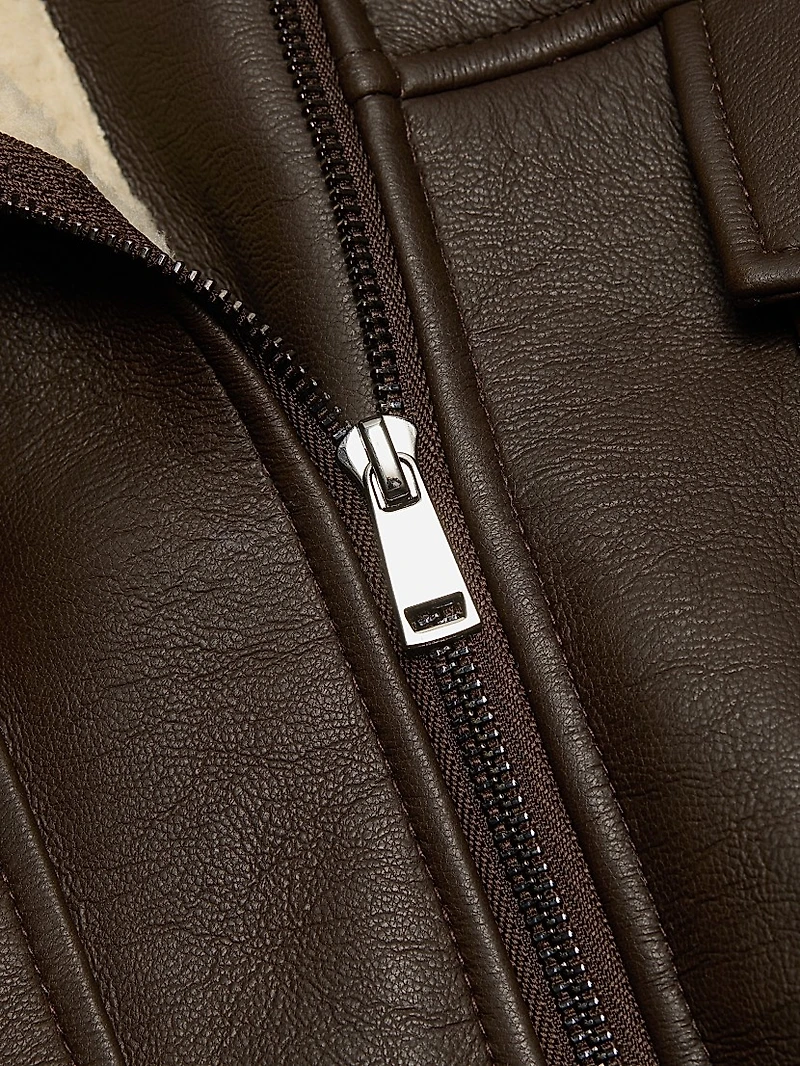 Sherpa & Faux-Leather Bomber Jacket
