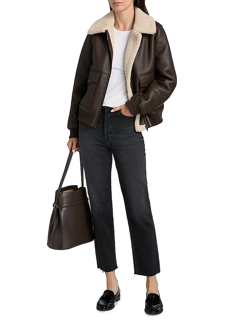 Sherpa & Faux-Leather Bomber Jacket