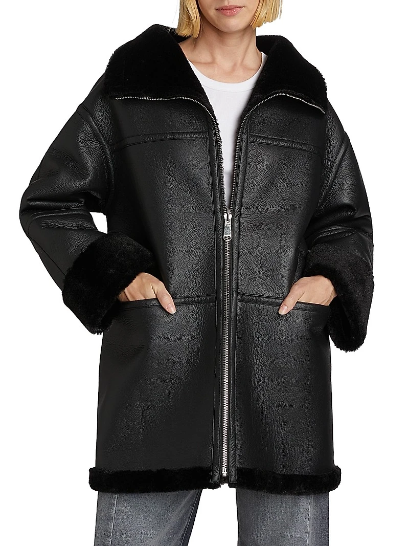 Ally Reversible Faux-Leather Coat