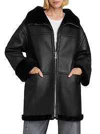 Ally Reversible Faux-Leather Coat