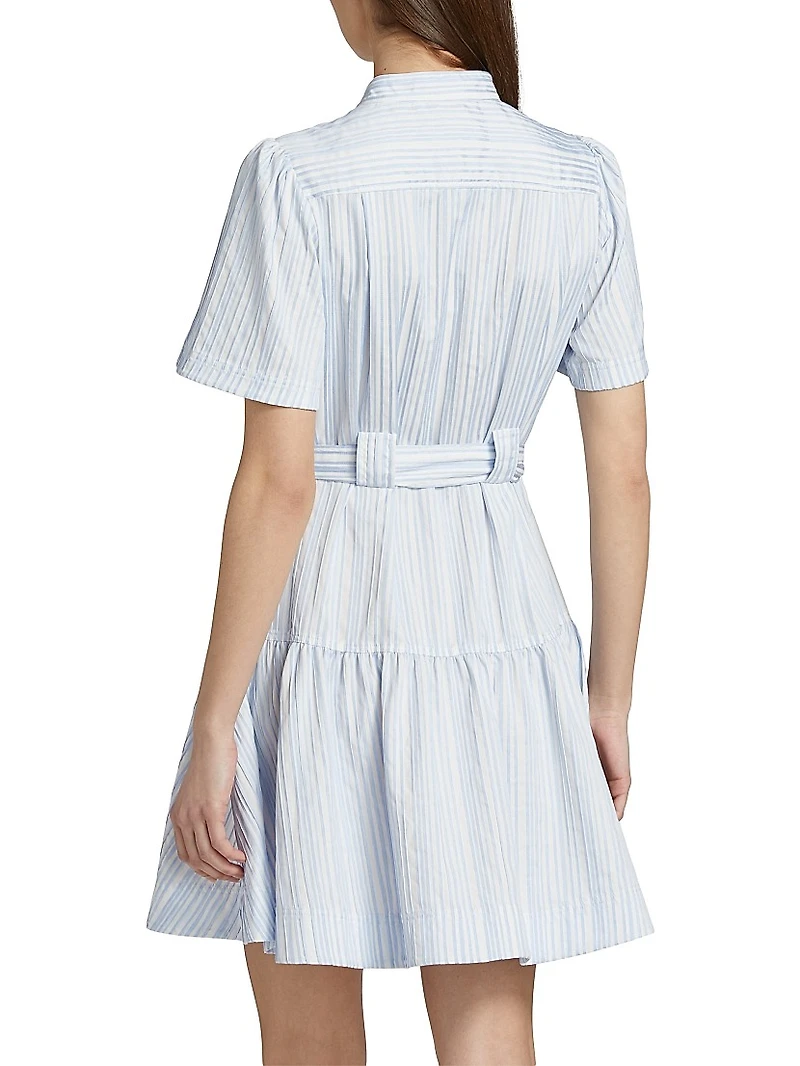 Clynton Pintuck Stripe Shirting Minidress