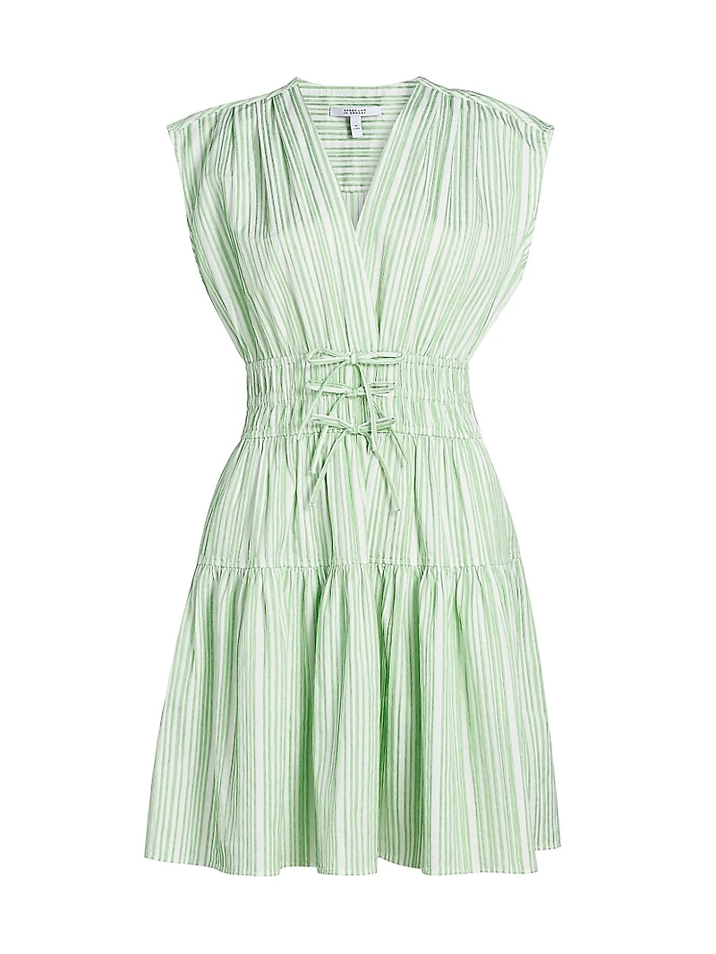 Tora Pintuck Stripe Shirting Minidress