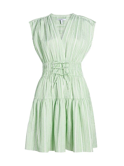 Tora Pintuck Stripe Shirting Minidress
