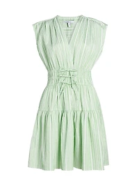 Tora Pintuck Stripe Shirting Minidress