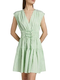 Tora Pintuck Stripe Shirting Minidress