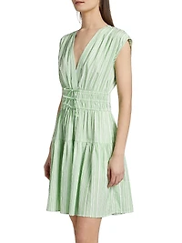 Tora Pintuck Stripe Shirting Minidress