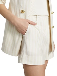 Freja Striped Stretch Linen Shorts