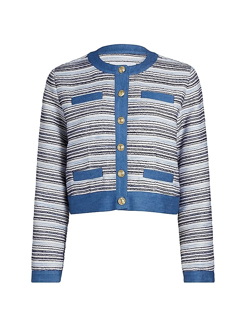 Elain Denim Trim Tweed Jacket