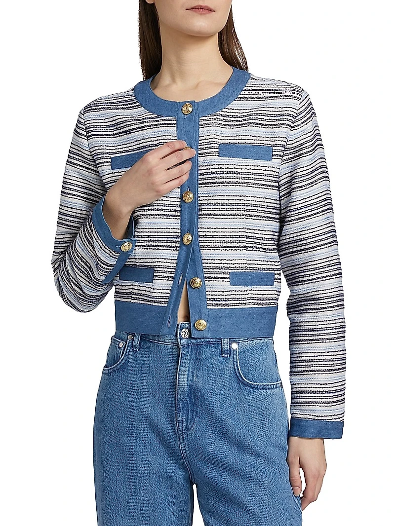 Elain Denim Trim Tweed Jacket