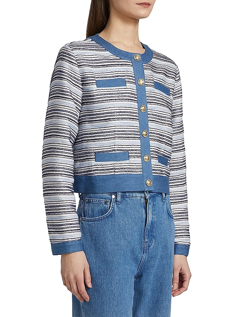 Elain Denim Trim Tweed Jacket