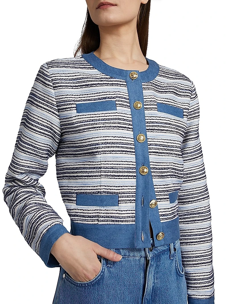 Elain Denim Trim Tweed Jacket