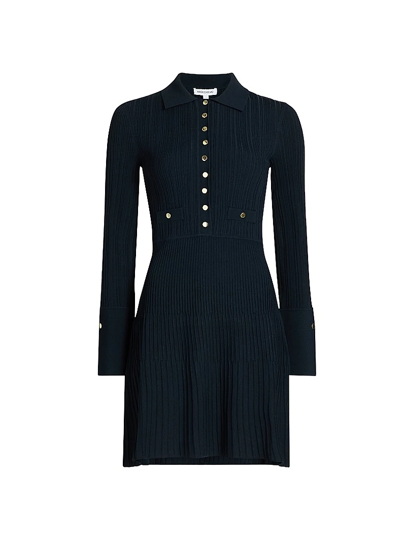 Lauper Rib-Knit Mini Shirtdress
