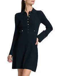 Lauper Rib-Knit Mini Shirtdress
