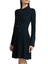 Lauper Rib-Knit Mini Shirtdress