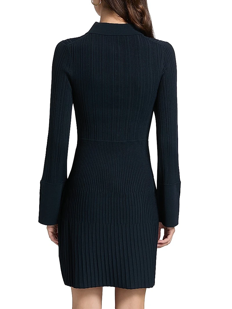 Lauper Rib-Knit Mini Shirtdress