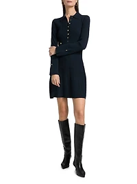 Lauper Rib-Knit Mini Shirtdress