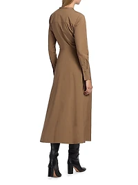 Honora Stretch Cotton Midi-Shirtdress