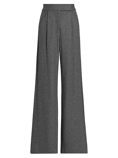 Marbeau Pleated Wool-Blend Wide-Leg Pants