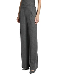 Marbeau Pleated Wool-Blend Wide-Leg Pants
