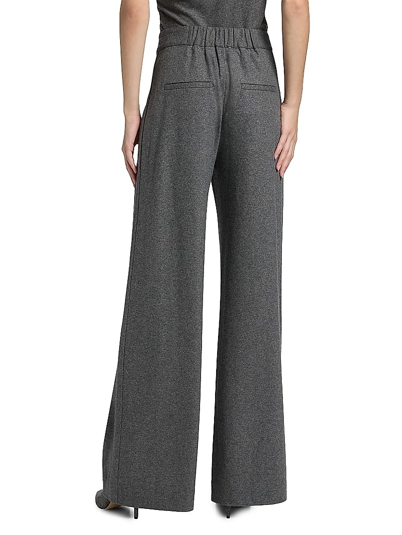 Marbeau Pleated Wool-Blend Wide-Leg Pants