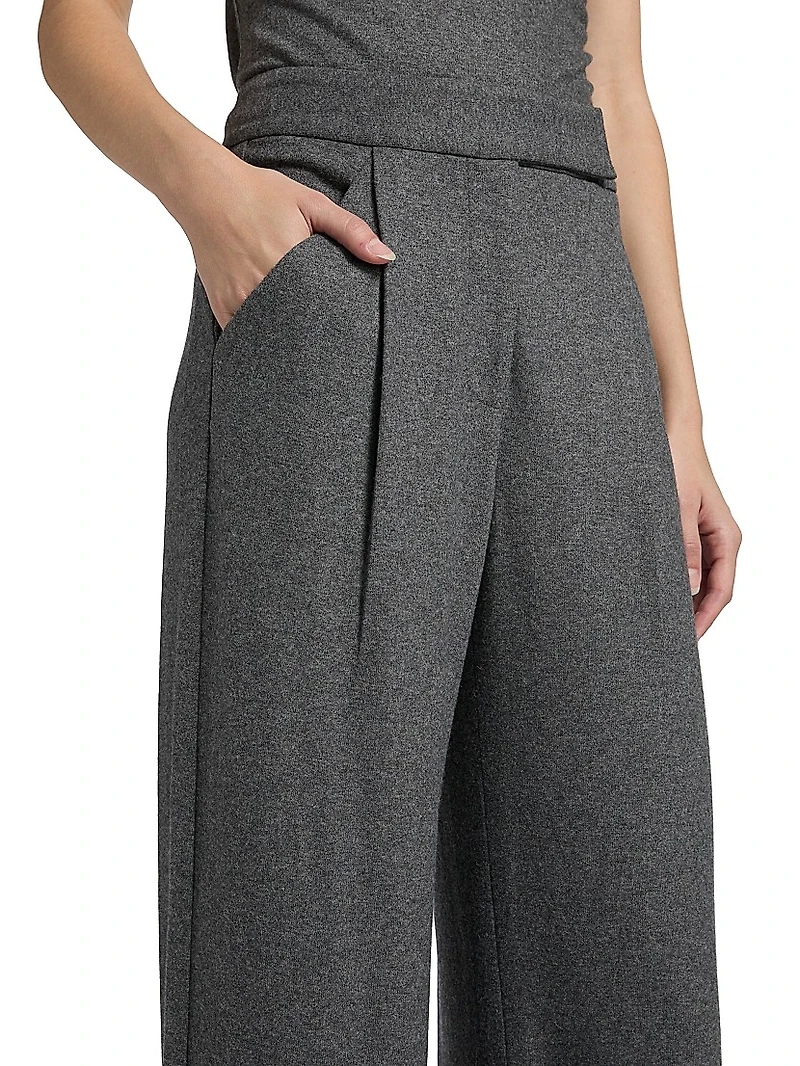 Marbeau Pleated Wool-Blend Wide-Leg Pants