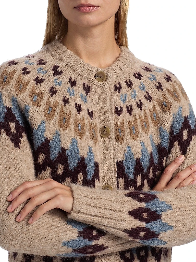 Christina Fair Isle-Inspired Alpaca-Blend Cardigan