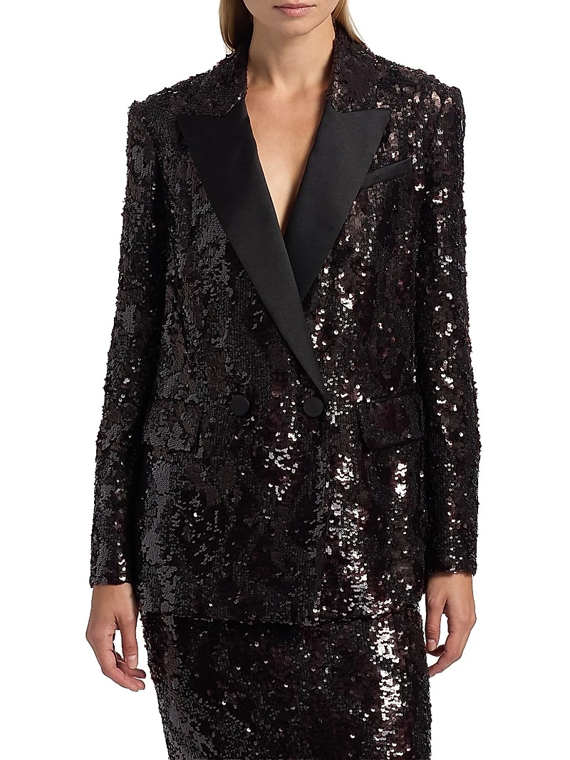 Sevyn Sequined Double-Breasted Jacket