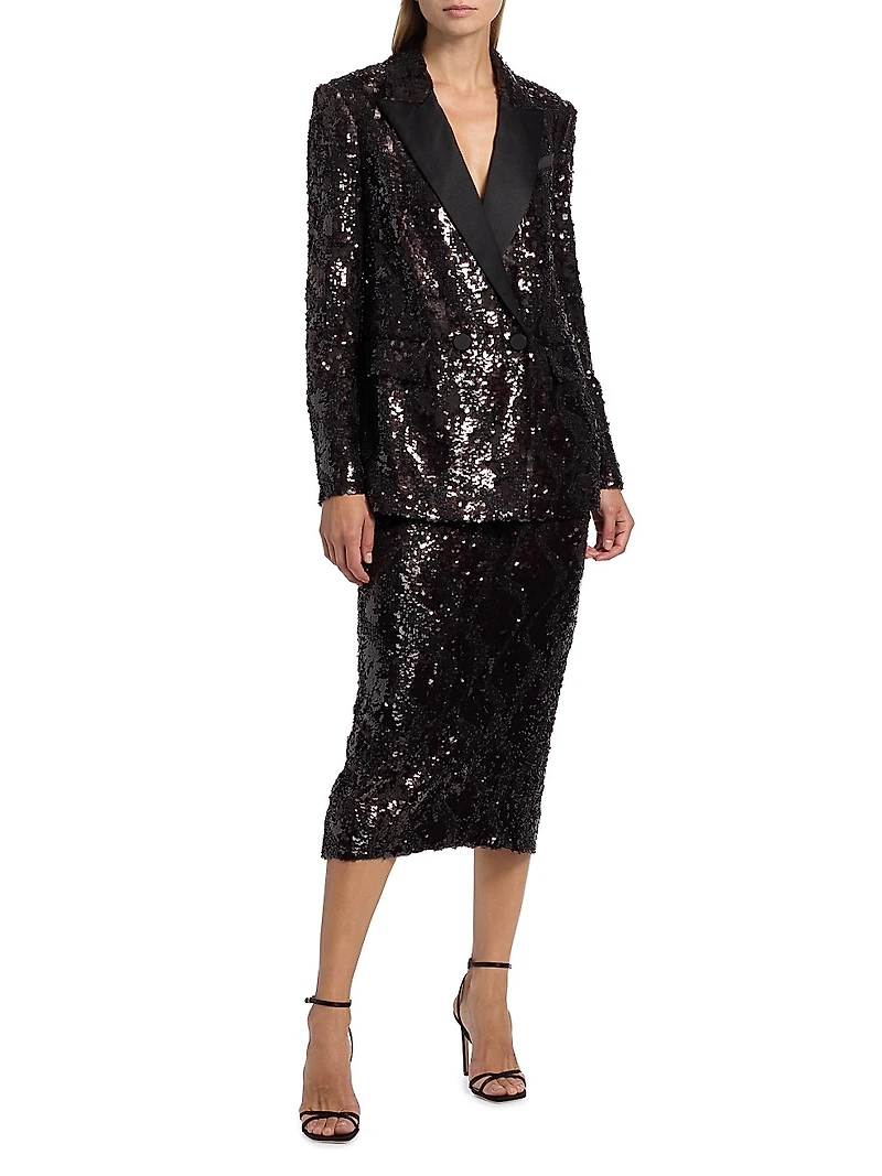 Sevyn Sequined Double-Breasted Jacket