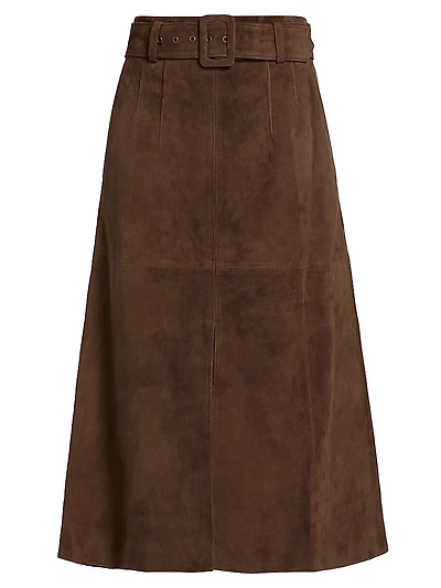 Alexie Belted Suede A-Line Skirt