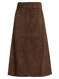 Alexie Belted Suede A-Line Skirt
