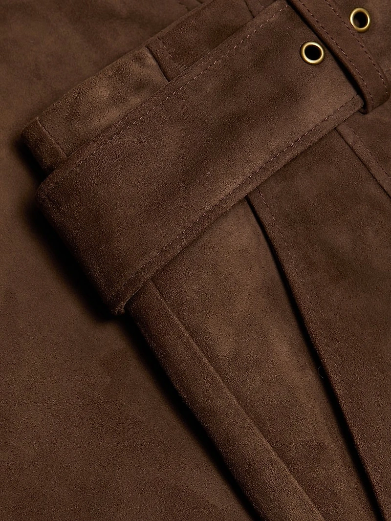 Alexie Belted Suede A-Line Skirt