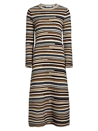 Sanders Striped Wool-Blend Knit Midi-Dress