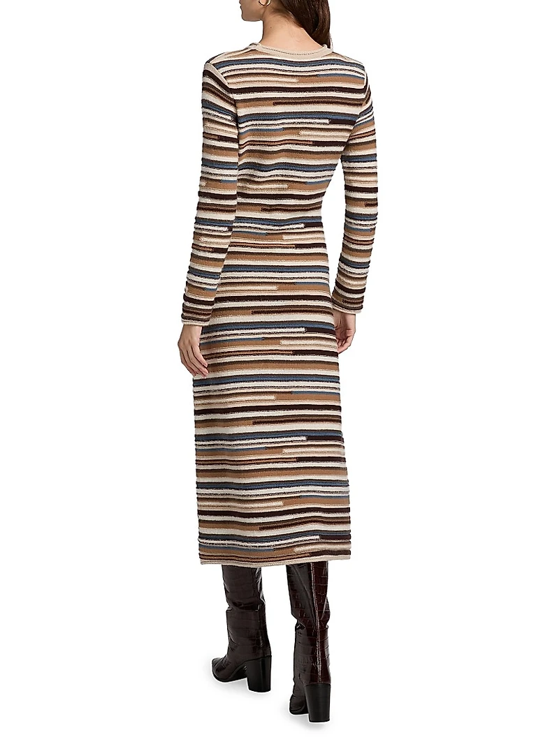 Sanders Striped Wool-Blend Knit Midi-Dress
