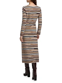 Sanders Striped Wool-Blend Knit Midi-Dress