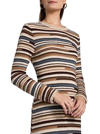 Sanders Striped Wool-Blend Knit Midi-Dress